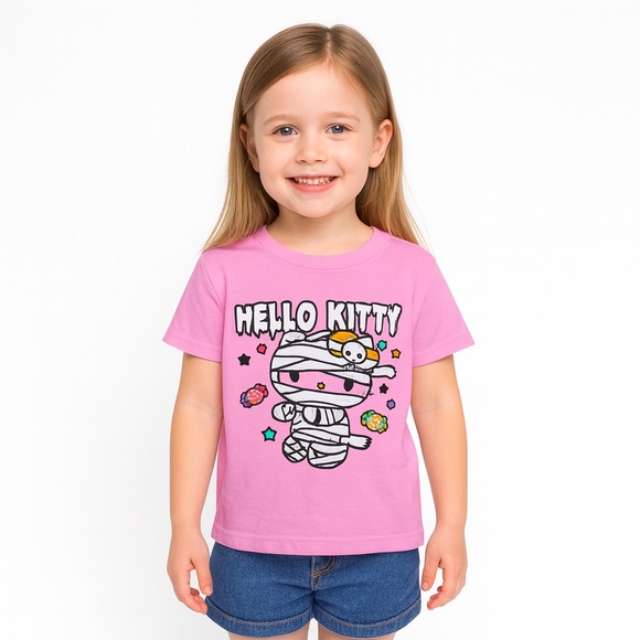 Hello Kitty by Sanrio Halloween Mummy Glitter Tee in pink Size 4-5 AR16 - Picture 1 of 5